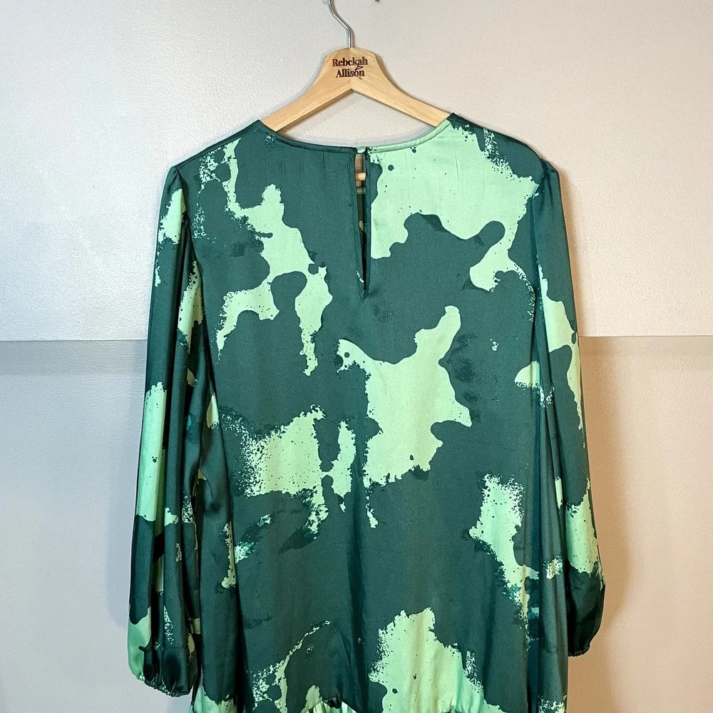 Alexis x Target Green Long Sleeve Dress in Green Tropical Print Size 2X - Picture 14 of 16